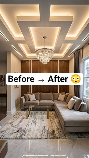 From Basic Ceiling to 5-Star Luxury Living Room ✨#CeilingDesign #RoomTransformat #LuxuryLivingRoom