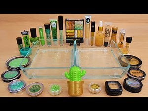 Green vs Gold - Mixing Makeup Eyeshadow Into Slime ASMR 308 Satisfying Slime Video