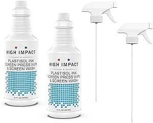 Plastisol Screen Wash by High Impact – On-Press & In-Sink Screen Wash Ink Remover for Screen Printing – Eco-Friendly Plastisol Ink Cleaner & Degradant – Cured Plastisol Remover - 32 fl oz (Pack of 2)