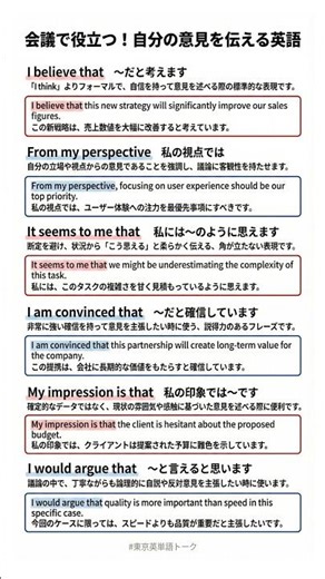 自分の意見を述べるビジネスフレーズ #東京英単語トーク