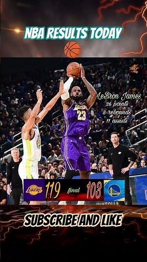 NBA Results Today 🏀/Los Angeles Lakers defeat Golden State Warriors 119-103 #nba #nbahighlights