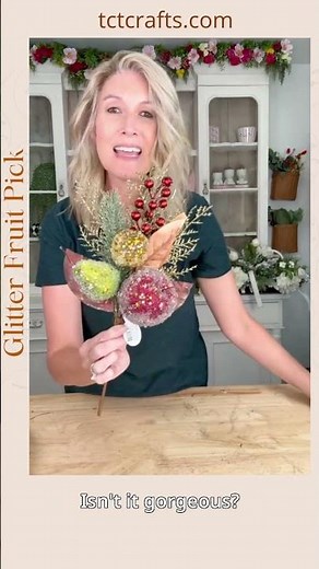 Regency Glitter Fruit Pick – Williamsburg-Inspired Holiday Decor Stem with Sparkle