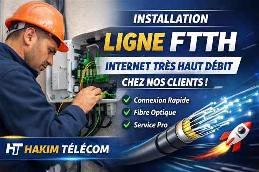 📡 Installation ligne FTTH – Internet très haut débit chez nos clients ! 📡 Installation de la ligne FTTH chez notre client Nous avons réalisé avec succès l’installation d’une ligne FTTH (Fibre optique jusqu’au domicile) chez notre client ✅ ✔️ Connexion très haut débit ✔️ Internet stable et rapide ✔️ Installation professionnelle et soignée La fibre FTTH garantit une meilleure qualité de navigation, du streaming fluide et une connexion fiable pour le travail et le divertissement 🚀 👉 Contactez-n