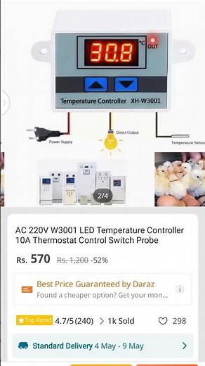 AC 220V W3001 LED Temperature Controller 10A Thermostat Control Switch Probe | hen incubator | chick