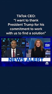 The Supreme Court upheld the TikTok ban in a unanimous decision but Trump might offer a lifeline. TikTok CEO Shou Chew thanked Trump "for his commitment to work with us to find a solution that keeps TikTok available" in the U.S. He said use of TikTok is a First Amendment right, adding that over 7 million American businesses use it to make money and find customers. | CNBC