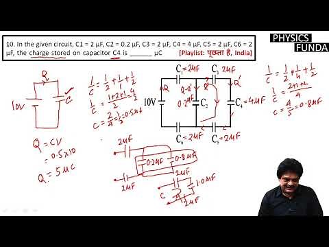 In the given circuit, C1 = 2 μF, C2 = 0.2 μF, C3 = 2 μF, C4 = 4 μF, C5 = 2 μF, C6 = 2 μF, the charge