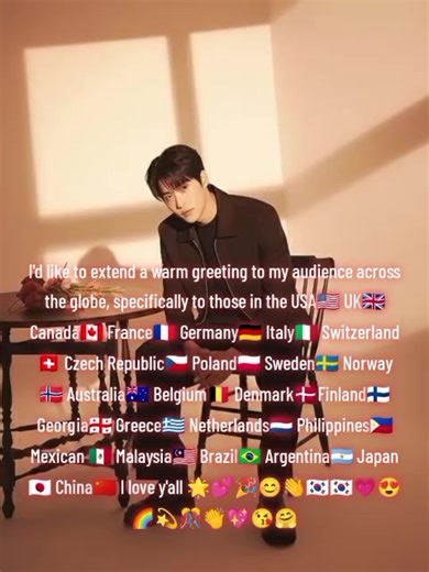 I'd like to extend a warm greeting to my audience across the globe, specifically to those in the USA🇺🇸 UK🇬🇧 Canada🇨🇦 France🇫🇷 Germany🇩🇪 Italy🇮🇹 Switzerland🇨🇭 Czech Republic🇨🇿 Poland🇵🇱 Sweden🇸🇪 Norway🇳🇴 Australia🇦🇺 Belgium🇧🇪 Denmark🇩🇰Finland🇫🇮 Georgia🇬🇪 Greece🇬🇷 Netherlands🇳🇱 Philippines🇵🇭 Mexican 🇲🇽 Malaysia🇲🇾 Brazil🇧🇷 Argentina🇦🇷 Japan🇯🇵 China🇨🇳 I love y'all 🌟💕🎉😊👋🇰🇷🇰🇷💗😍 🌈💫🎊👏💖😘🤗 #CHAEUNWOO #차은우 #goviralpost