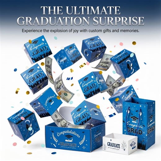 2026 Graduation Surprise Explosion Gift Box – Pop Up Money Box with Confetti, DIY Cash Gift Box for High School College Grad, 10‑20 Pack