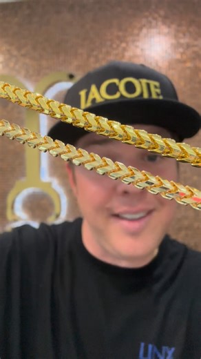 JACOJE Fine Jewelry on Instagram: "The Jacoje dream stack! Pair of (2) 5MM D/C Franco’s in 18KT and 22KT gold. These are the nicest gold chains that we offer! Can’t go wrong with a few 5MM Franco’s 😎! #jacoje"
