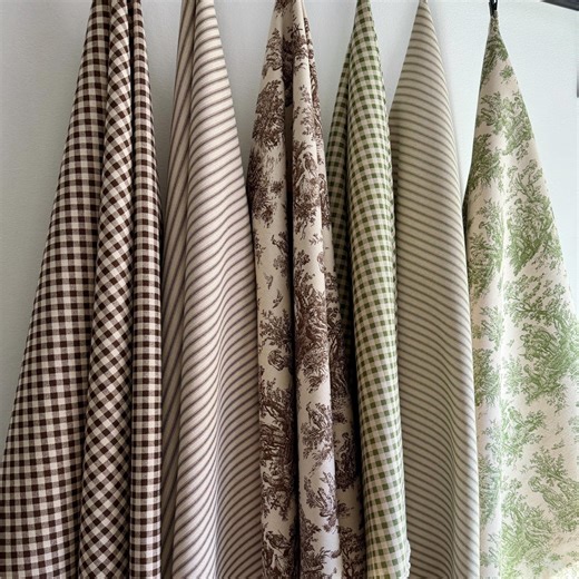 French Country Toile Fabric Set Gingham Ticking Stripe Bundle Home Decor Cotton Textile Yardage DIY Sewing Project Vintage Style Print - Etsy