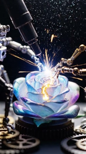 Tiny Robots Repair a Broken Crystal Rose | Steampunk Miniature Repair World #tinyrobots #steampunk