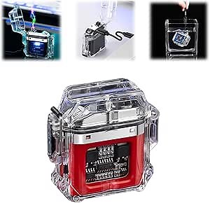 IP68 Waterproof & Windproof Electric Arc Plasma Lighter, Rechargeable USB Lighter with LED Display Power (Red)