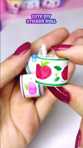 How to make sticker rolls 🍎🍃 #shorts #art #diy #youtubeshorts #cute