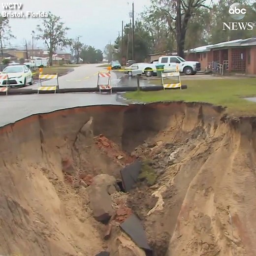 149K views · 280 reactions | Hurricane Michael created a giant hole that is threatening a nearby cemetery and public housing duplexes in this north Florida town. https://abcn.ws/2EaE3uO | ABC News | Facebook