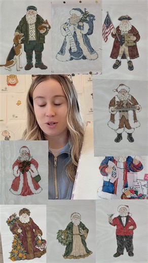 Exclusive Needlepoint Santas by Kate Woodward