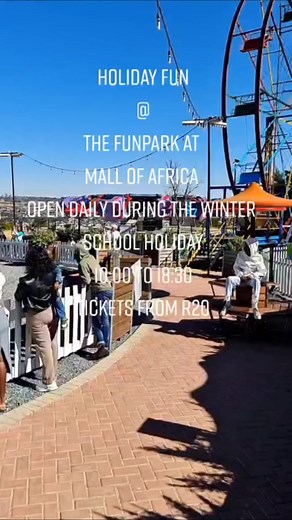 64 reactions · 12 shares | Get ready for non-stop fun this school holiday! Fun Park at the Mall of Africa is open every day at 10am during school holidays until 6.30pm! Enjoy thrilling rides, exciting games and delicious snacks—perfect for the whole family! Details here https://www.jozikids.co.za/listing/fun-park-at-mall-of-africa/about/ #FunPark #FamilyFun #KidsActivities #FerrisWheel #Carousel #SchoolHolidayFun | Jozikids | Facebook