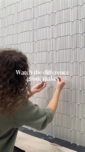 The Tile Shop on Instagram: "Watch this backsplash come to life with grout—save this for your next remodel! 🛠️ - #grout #groutlines #thetileshop #kitchen #kitchenbacksplash #tilegrout #backsplash #beforeandafter #renovation"