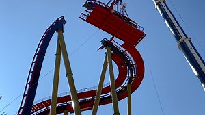 Dr. Diabolical’s Cliffhanger at Six Flags Fiesta Texas was topped off today! Who else is looking forward to riding the world's steepest dive coaster? | Theme Park Review