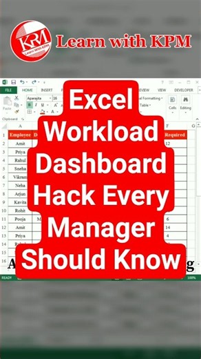 Excel Workload Dashboard Hack Every Manager Should Know #excel #shorts #microexcel #spreadsheets