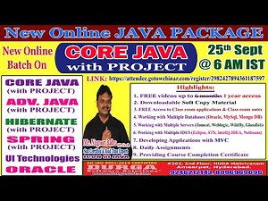 CORE JAVA (with PROJECT) Online Training in DURGASOFT