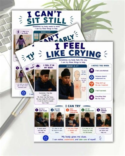 Teen Coping Skills Workbook | Body Sensations, Emotional Regulation, Calm Down Strategies | Anxiety