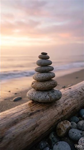 Zen Stone Balance at Sunset 🌅 #relax