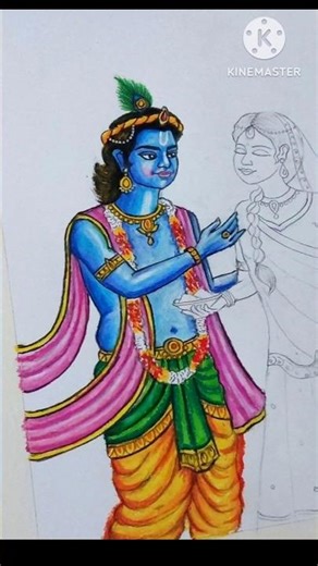 Shree Krishna Drawing with Oil Pastels 😍 #shorts #drawing #krishna