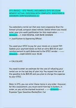 DTS BASIC DTS TRAVEL DOCUMENTS DTS 101 EXAM NEWEST ACTUAL 20252026 WITH COMPLETE QUESTIONS ANSWERS V