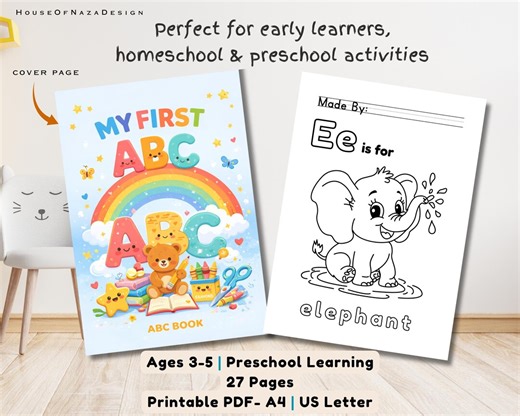 Alphabet Coloring Pages Printable for Preschool | ABC Letter Coloring Worksheet | Early Learning Homeschool PDF - Etsy