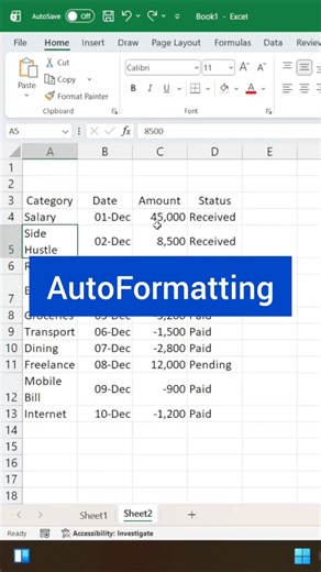Do you know? Auto formatting in Excel |Pivotbaba #excelfunctions #excel #excelshorts