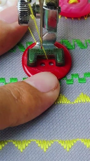 Sewing button using a Janome sewing machine #sewingtechnique