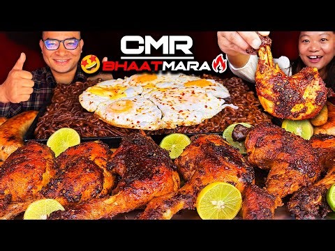 Mukbang with Bhatmaara Aka @CMR10more 🤯 Eating Spicy fried Chicken🔥 Black Bean Noodles & Sausage🤩