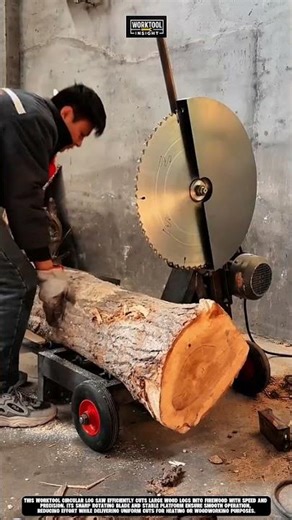 Cutting firewood using Worktool circular log saw