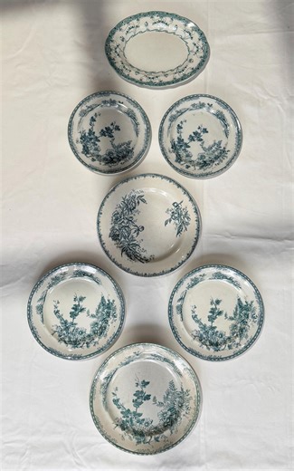 Instant Collection – Green Transferware Antique Wall Plates Set - Etsy