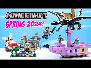 Minecraft LEGO Spring 2024 Sets Review The Ender Dragon End Ship at Windmill Wolf Stronghold!