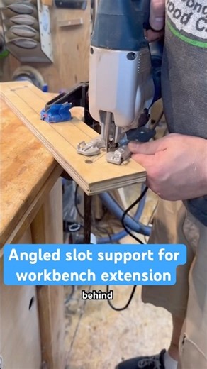 Slotted angle support for a workbench extension #workbench #woodworking #workshop