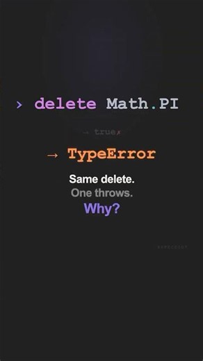 Your delete call silently throws in strict mode — JavaScript #shorts
