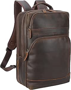 Amazon.com: Masa Kawa Brown Leather Laptop Backpack for Men Fits 16” 15.6” Computer, Vintage Business Travel Work Large Daypack Weekender Bag Camping Rucksack : Electronics