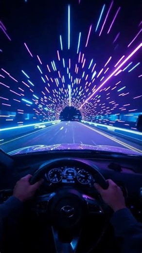 Neon Vibes: Car Cruising Through a Futuristic Tunnel #shorts #car