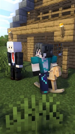 The one riding the rocking horse might actually be Herobrine #Minecraft #FangKuaiXuanAnimation