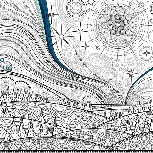 Starry Mandala Sky Zen color by Number app #coloringbook #digitalcoloring