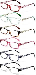 Kerecsen Computer Reading Glasses for Women Blue Light Blocking Glasses for Reading Fashion Pattern Print Eyeglasses for Womens(Mix Color -7, 2.00)