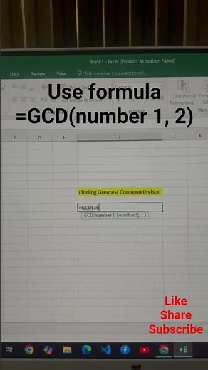 Finding Greatest Common Divisor(GCD)|Learn Computer With Jyotsna|#division #excel #computer #formula