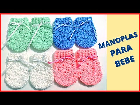 MANOPLAS n°1 crochet bebé (recién nacido) abanico y Relieve - Tutorial paso a paso - Moda a Crochet