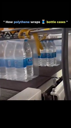 @solved_science on Instagram: "Polythene wrapping machines use heat and tension to tightly seal bottle cases. A thin plastic sheet is pulled around the bottles, then heated just enough to shrink and cling securely without damaging the contents—making transport safer and more efficient. #polythene #wraps #waterbottles #facts #history #viral #didyouknow #technology #fyp"