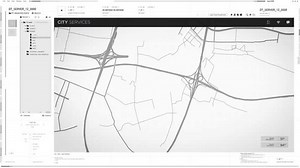 GPS Network Innovation Scans Map To Mark Vehicles Location With Points. GPS Tracking Network Innovation For Route Navigation. GPS Network Detects Cars. Satellite Technology Innovation. Interface