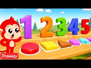 Learn Shapes & Numbers with Colorful Toys 🔷🔴⬜ Monkey Junior Preschool Toddlers Learning Videos