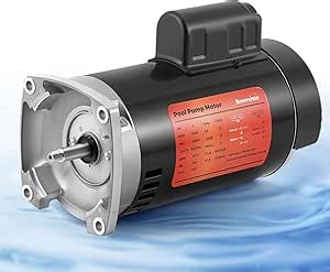 Bonvoisin 1.5HP Pool Pump Motor 56Y Frame 3450 RPM CCW Rotation Square Flange Replacement Motor with 80μF/300V Capacitor for Above Ground and Underground Swimming Pools 115V/230V