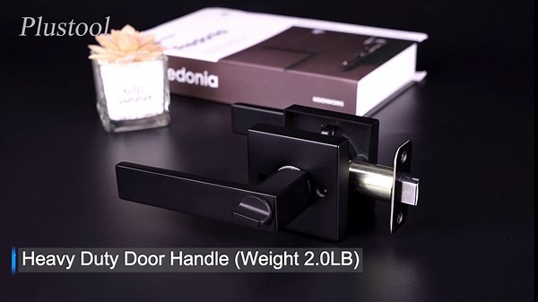 6 Pack Matte Black Door Handles, Keyless Interior Door Knobs, Privacy Door Lever Locksets for Bedroom Bathroom, Heavy Duty Square Door Lock (2.0lb), Reversible for Left&Right Handled Doors