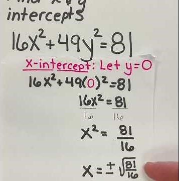 Finding x and y intercepts of the graph of a non-linear equation ￼